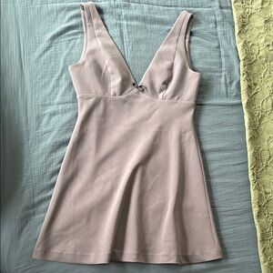 LPA Gray Dress with V-Neckline and A-Line Silhouette